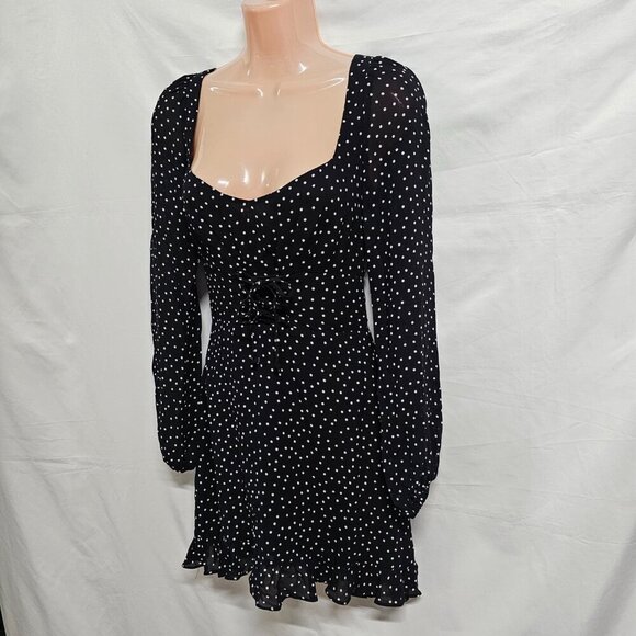 Reformation Bradshaw Dress in Selene Black and White Polka Dots Size 2 - Picture 6 of 14